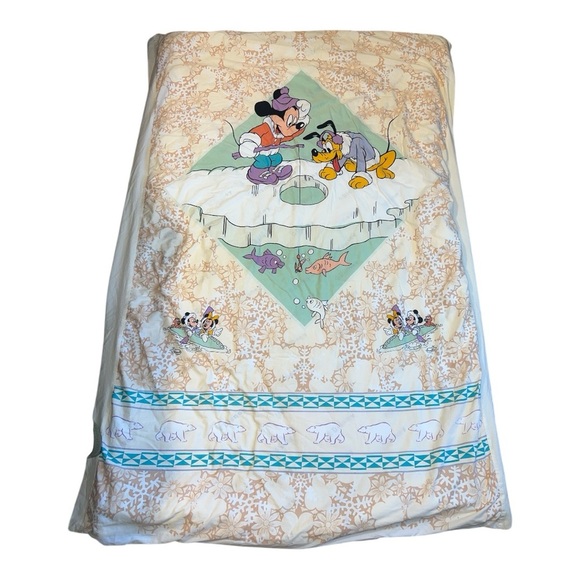 Disney Vintage Rare 80s Mickey & Pluto Duvet Cover & Insert - Picture 1 of 7